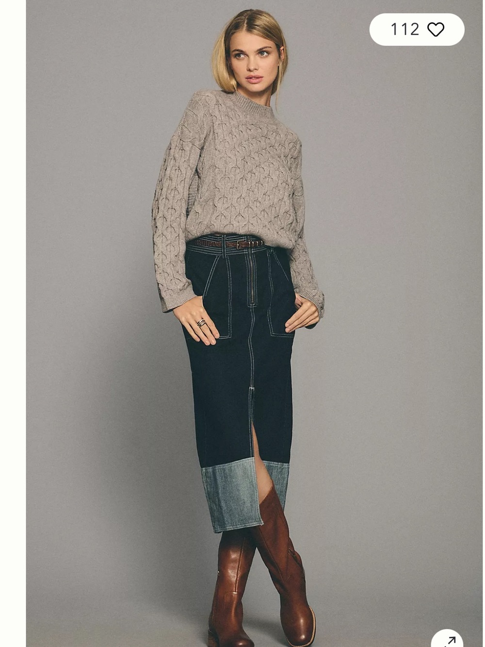 Anthropologie brand PILCRO denim midi SKIRT contrast DARK WASH size 10 - Picture 9 of 9